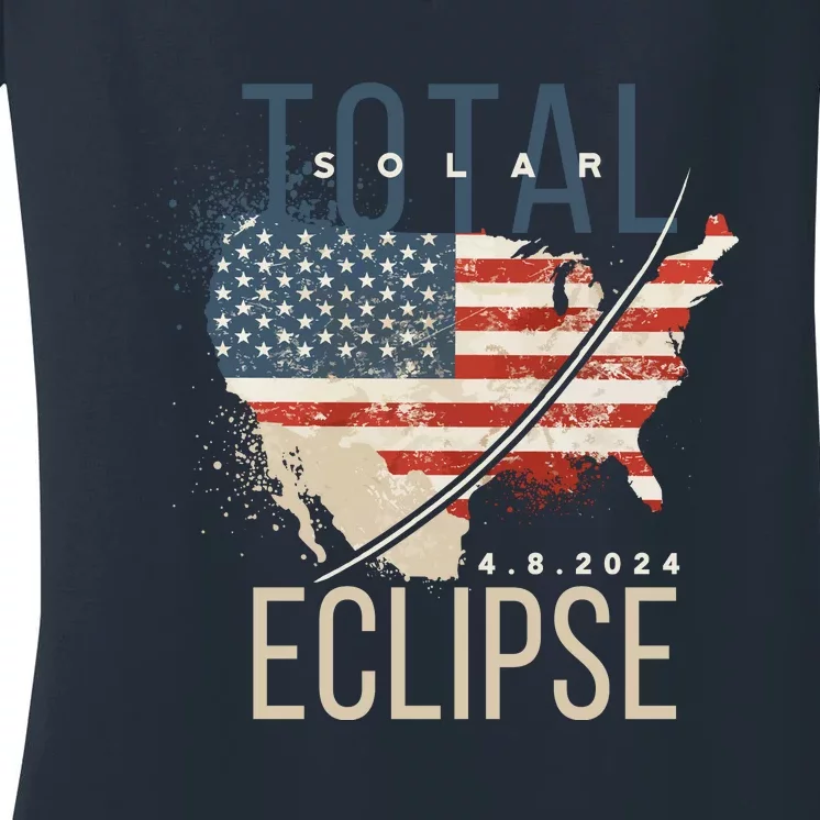 Total Eclipse 2024 Women's V-Neck T-Shirt