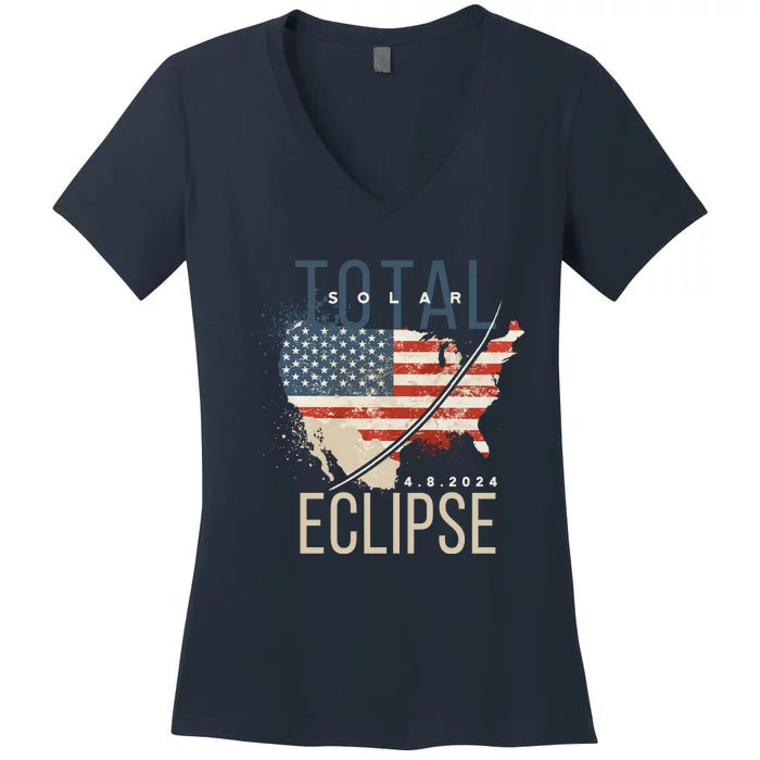 Total Eclipse 2024 Women's V-Neck T-Shirt