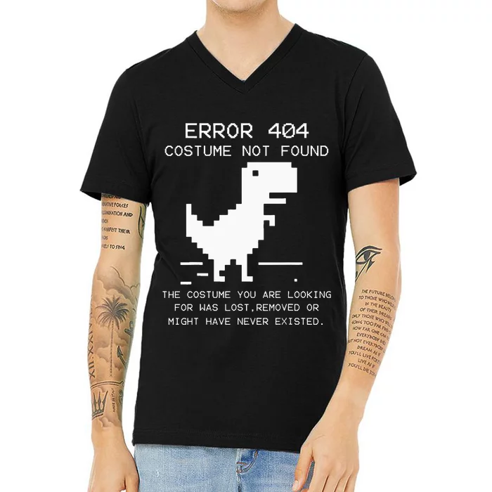 Trex Error 404 Costume Not Found Halloween Coding Programmer V-Neck T-Shirt