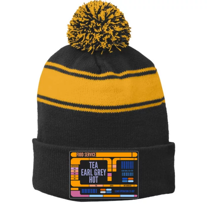 Tea Earl Grey Hot Captain Picard TNG Stripe Pom Pom Beanie