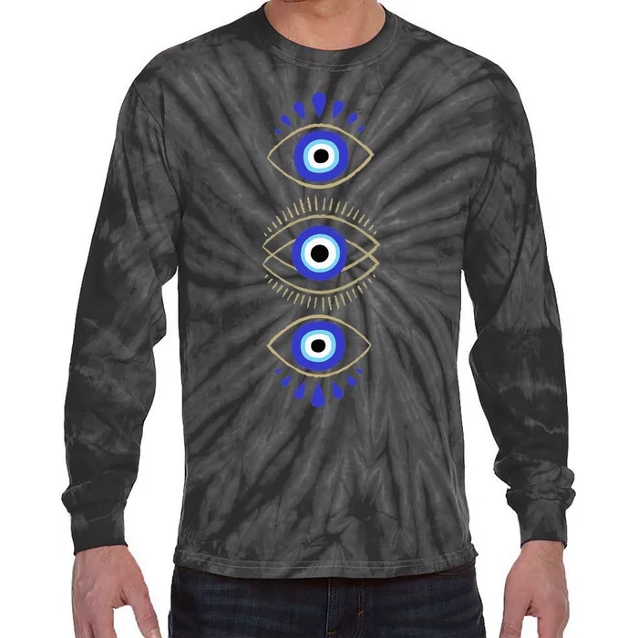 Third Eye All Seeing Spiritual Mystical Evil Eye Protection Tie-Dye Long Sleeve Shirt