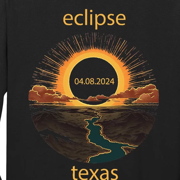 Texas Eclipse April 8 2024 04.08.2024 Tall Long Sleeve T-Shirt