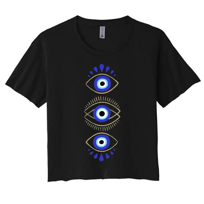 Third Eye All Seeing Spiritual Mystical Evil Eye Protection Women's Crop Top Tee