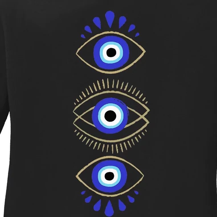 Third Eye All Seeing Spiritual Mystical Evil Eye Protection Ladies Long Sleeve Shirt