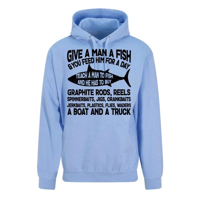 Teach A Man A Fish And He Has To Buy A Boat Unisex Surf Hoodie