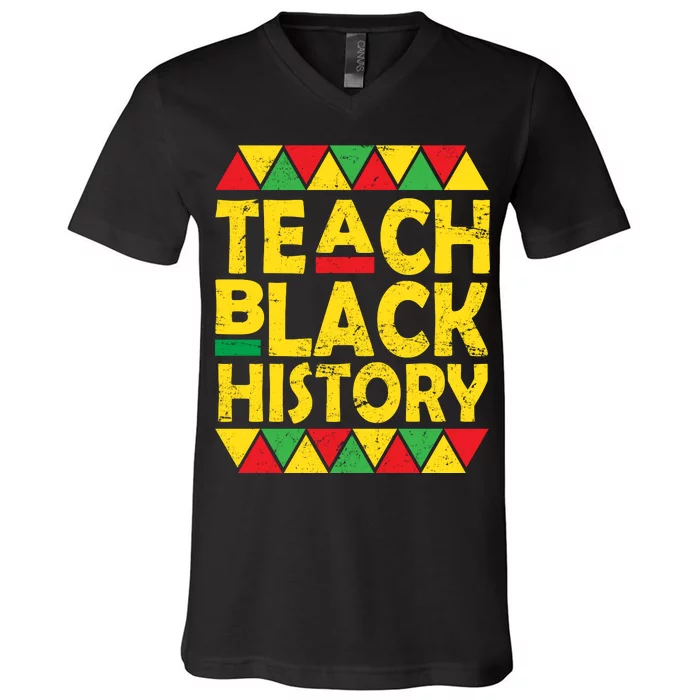 Teach Black History Month School Teacher V-Neck T-Shirt