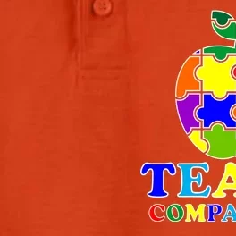 Teach Compassion Autism Awareness Teacher Apple Puzzle Dry Zone Grid Performance Polo