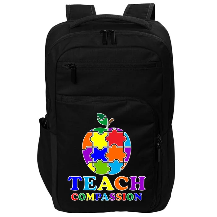 Teach Compassion Autism Awareness Teacher Apple Puzzle Impact Tech Backpack