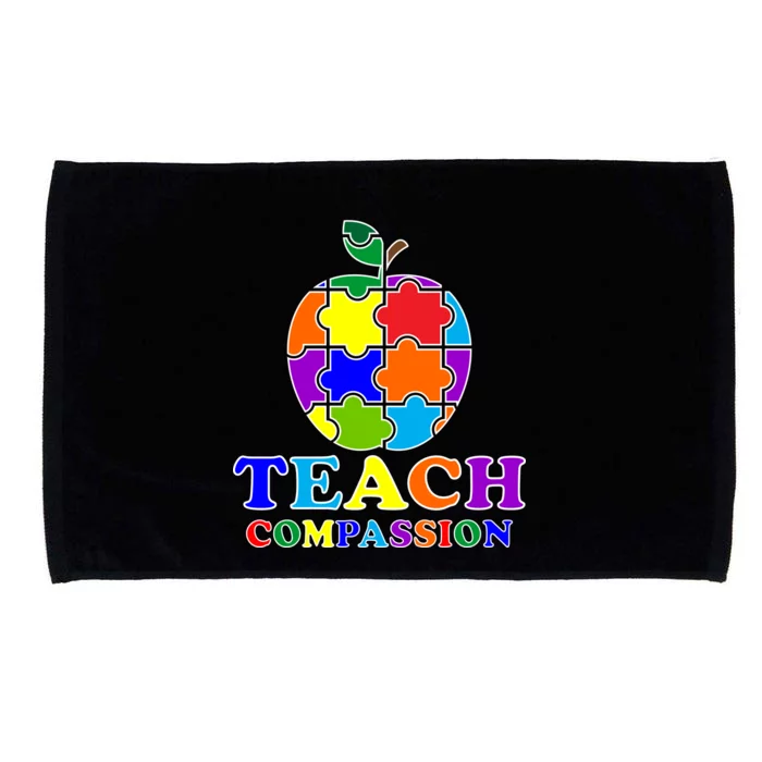 Teach Compassion Autism Awareness Teacher Apple Puzzle Microfiber Hand Towel