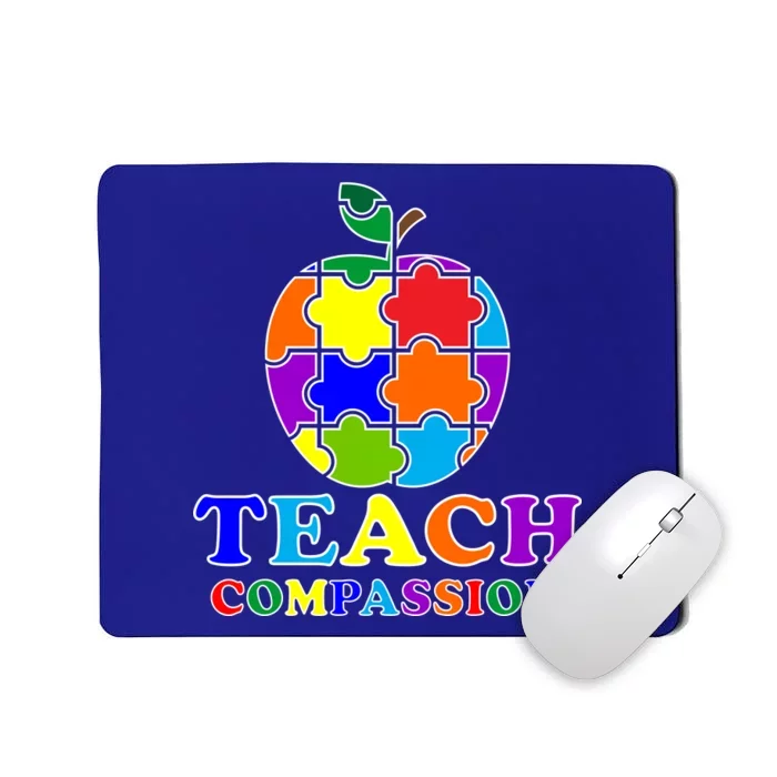 Teach Compassion Autism Awareness Teacher Apple Puzzle Mousepad