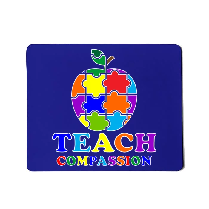 Teach Compassion Autism Awareness Teacher Apple Puzzle Mousepad