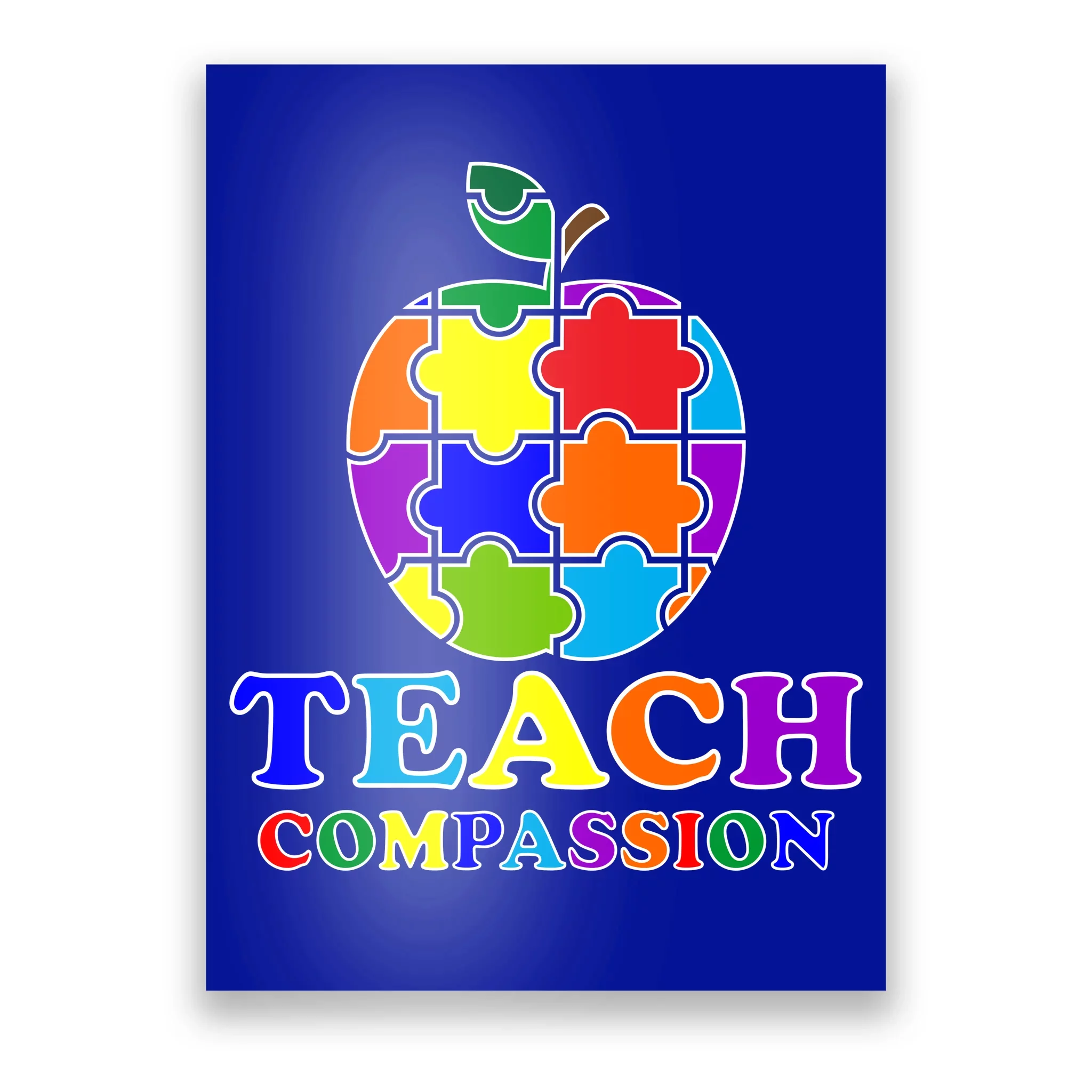 Teach Compassion Autism Awareness Teacher Apple Puzzle Poster ...