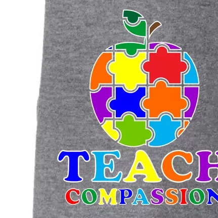 Teach Compassion Autism Awareness Teacher Apple Puzzle Doggie 3-End Fleece Hoodie