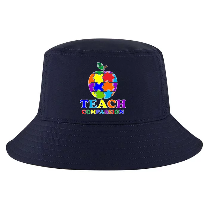 Teach Compassion Autism Awareness Teacher Apple Puzzle Cool Comfort Performance Bucket Hat