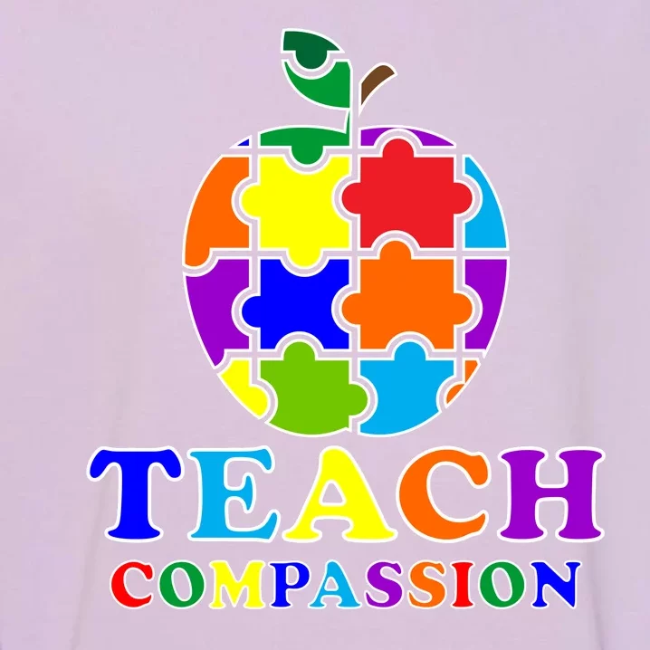 Teach Compassion Autism Awareness Teacher Apple Puzzle Garment-Dyed Sweatshirt