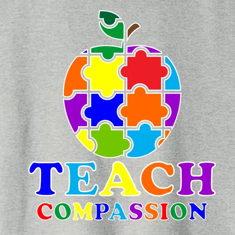 Teach Compassion Autism Awareness Teacher Apple Puzzle Women's Crop Top Tee