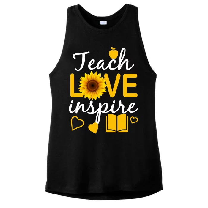 Teach Love And Inspire Sunflower Ladies Tri-Blend Wicking Tank