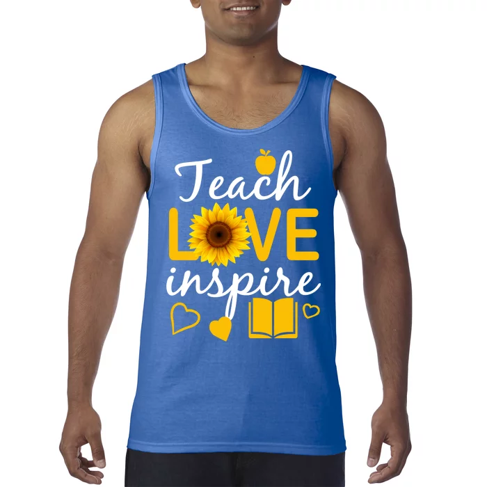 Teach Love And Inspire Sunflower Tank Top