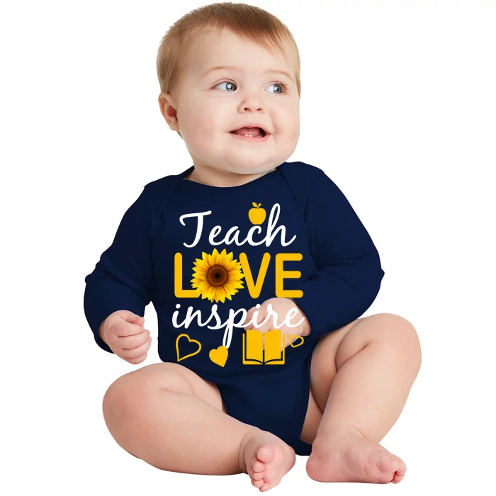 Teach Love And Inspire Sunflower Baby Long Sleeve Bodysuit