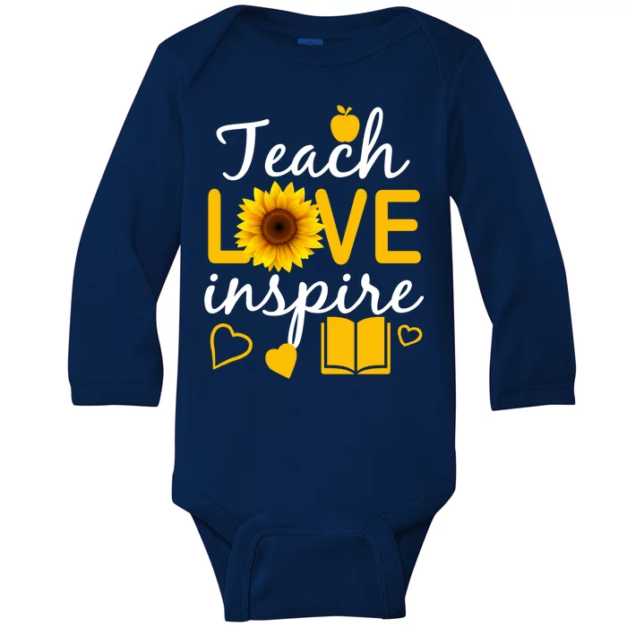 Teach Love And Inspire Sunflower Baby Long Sleeve Bodysuit