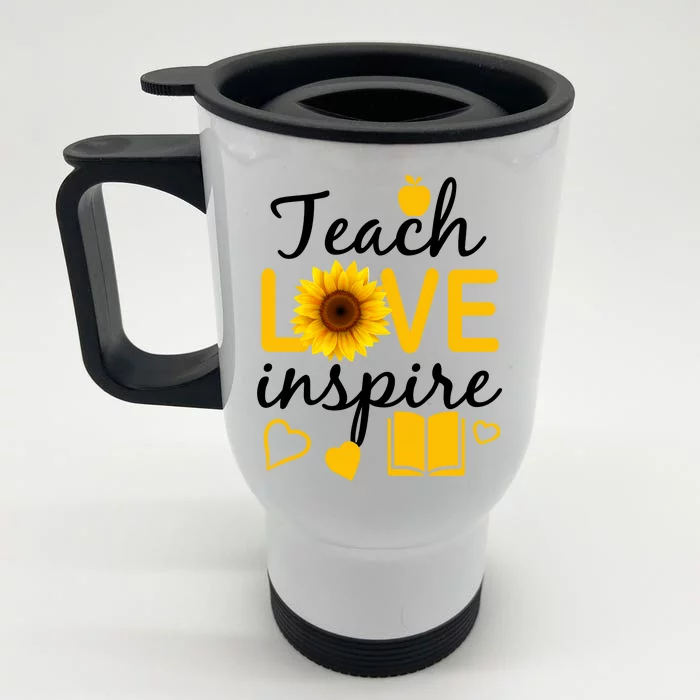 Teach Love And Inspire Sunflower Front & Back Stainless Steel Travel Mug