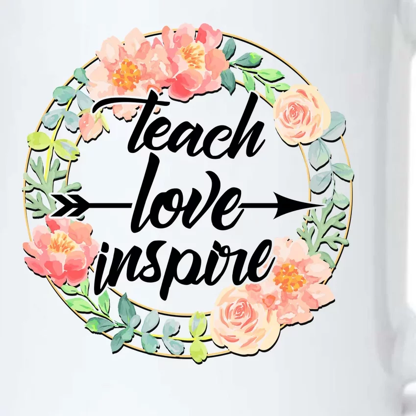 Teach Love Inspire Flower Wreath Black Color Changing Mug