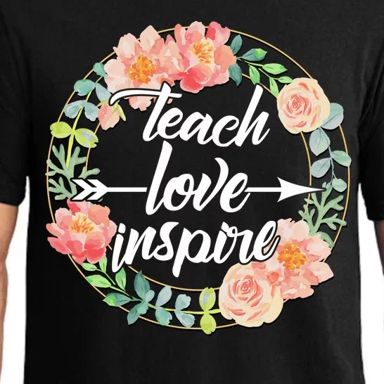 Teach Love Inspire Flower Wreath Pajama Set