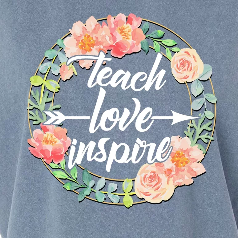 Teach Love Inspire Flower Wreath Garment-Dyed Women's Muscle Tee