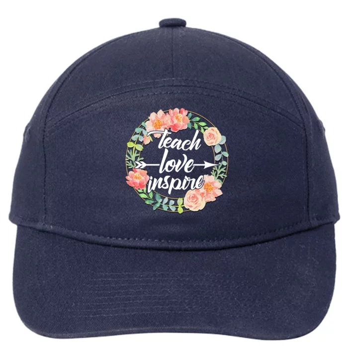 Teach Love Inspire Flower Wreath 7-Panel Snapback Hat