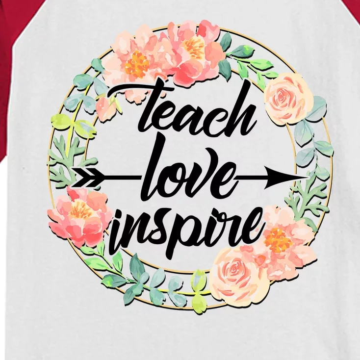 Teach Love Inspire Flower Wreath Kids Colorblock Raglan Jersey