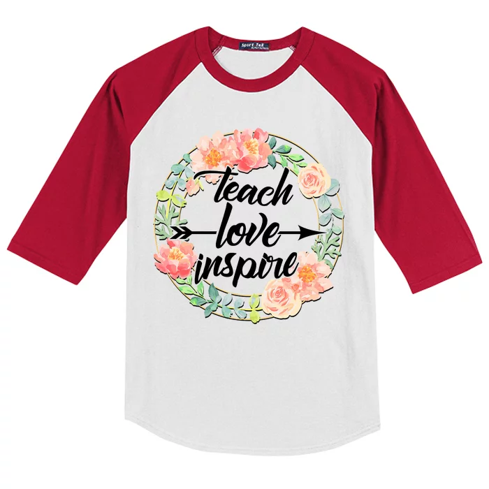 Teach Love Inspire Flower Wreath Kids Colorblock Raglan Jersey