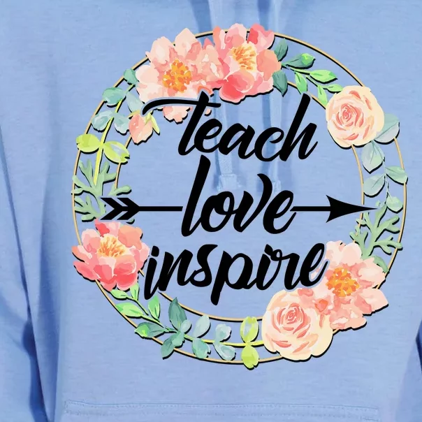 Teach Love Inspire Flower Wreath Unisex Surf Hoodie