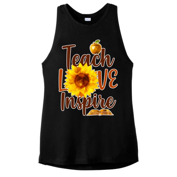 Teach Love Inspire Golden Sunflower Ladies Tri-Blend Wicking Tank