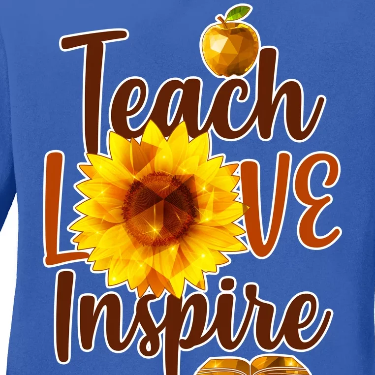 Teach Love Inspire Golden Sunflower Ladies Long Sleeve Shirt