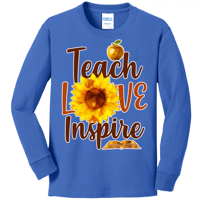 Teach Love Inspire Golden Sunflower Kids Long Sleeve Shirt