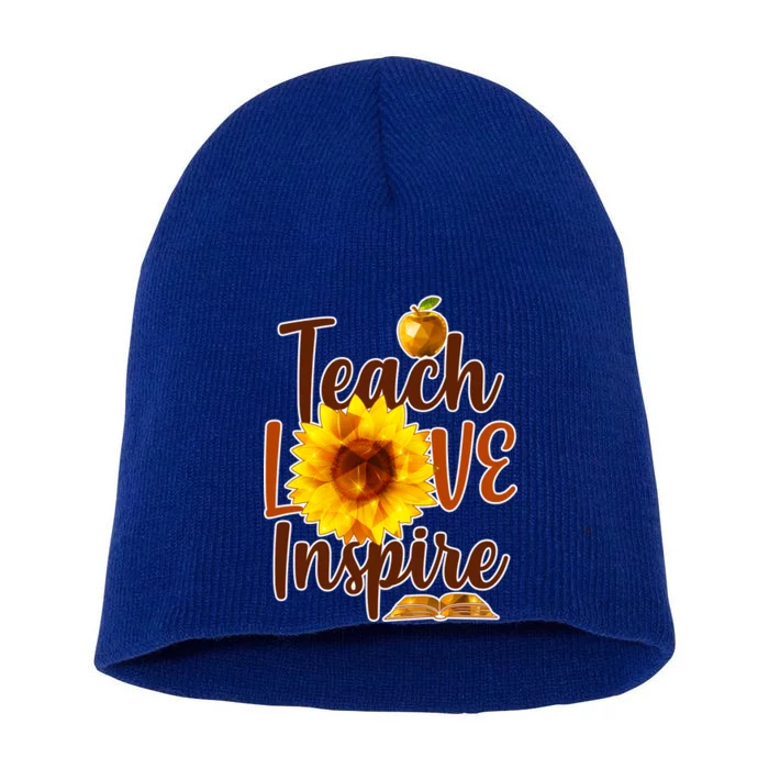 Teach Love Inspire Golden Sunflower Short Acrylic Beanie