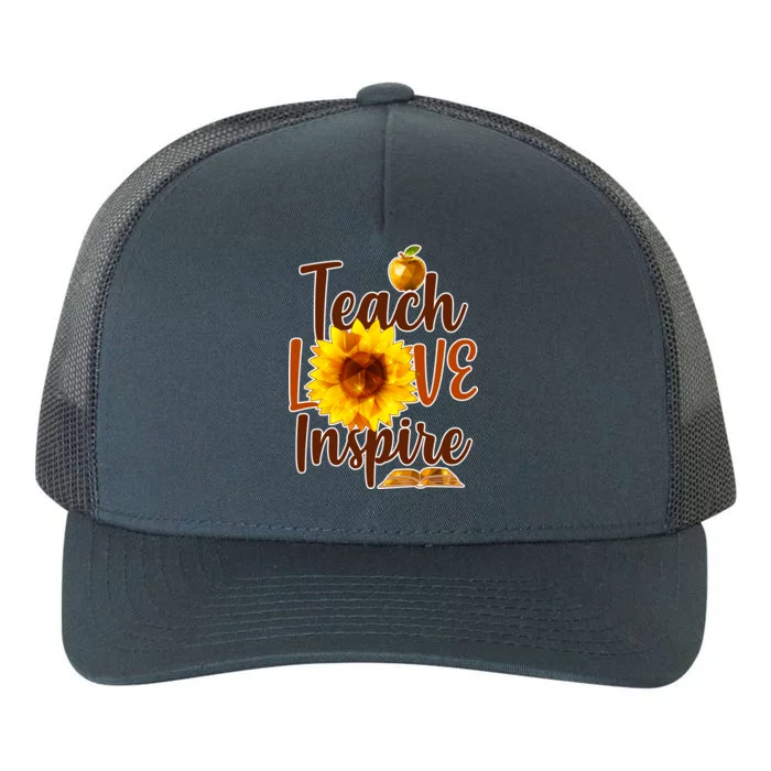 Teach Love Inspire Golden Sunflower Yupoong Adult 5-Panel Trucker Hat