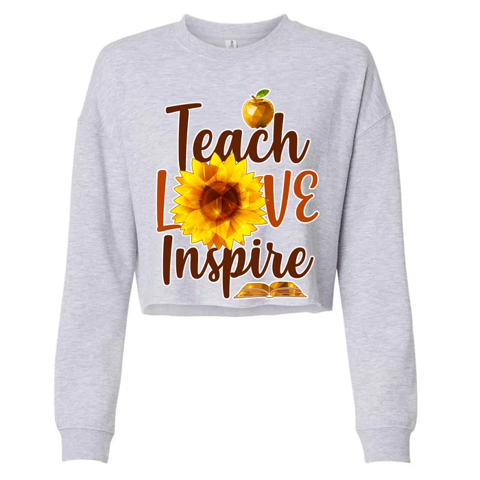 Teach Love Inspire Golden Sunflower Cropped Pullover Crew