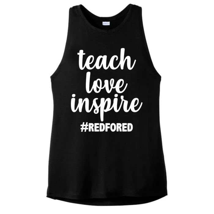 Teach Love Inspire Red For Ed Ladies Tri-Blend Wicking Tank