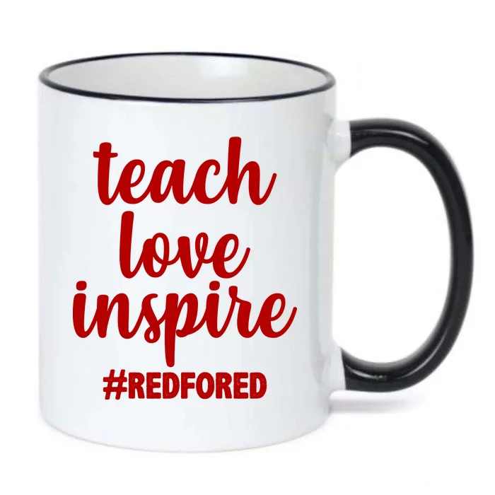 Teach Love Inspire Red For Ed Black Color Changing Mug