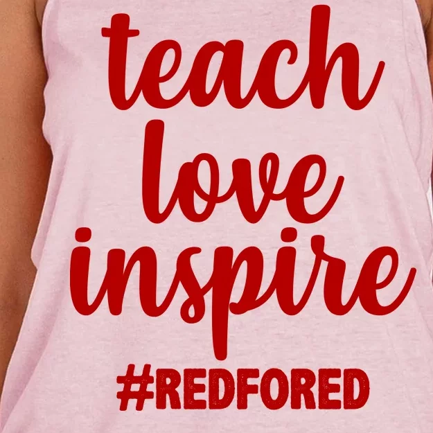 Teach Love Inspire Red For Ed Women's Knotted Racerback Tank