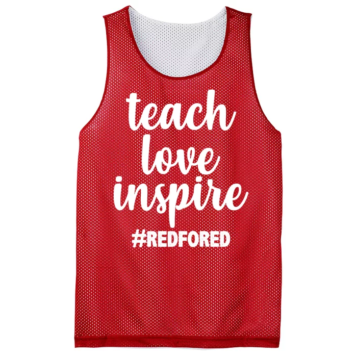 Teach Love Inspire Red For Ed Mesh Reversible Basketball Jersey Tank