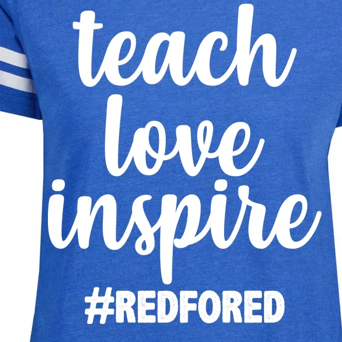 Teach Love Inspire Red For Ed Enza Ladies Jersey Football T-Shirt