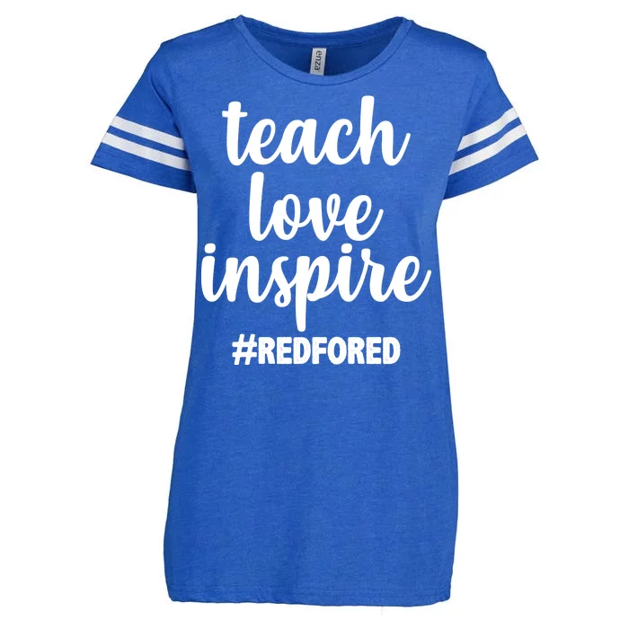 Teach Love Inspire Red For Ed Enza Ladies Jersey Football T-Shirt