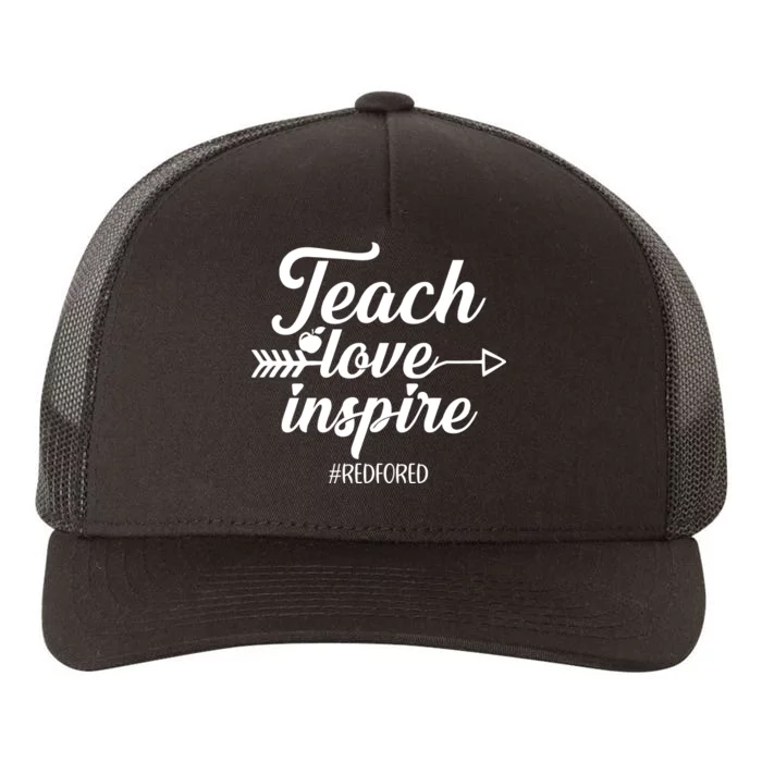 Teach Love Inspire Red For Ed1 Yupoong Adult 5-Panel Trucker Hat