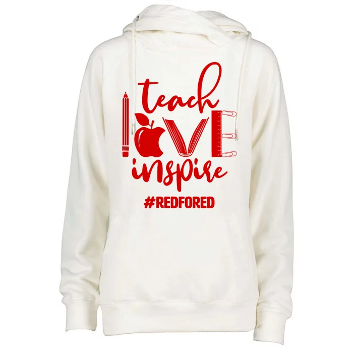 Teach Love Inspire #REDFORED Womens Funnel Neck Pullover Hood