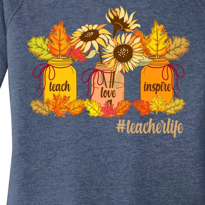 Teach Love Inspire Teacher Life Autumn season Women's Perfect Tri Tunic Long Sleeve Shirt