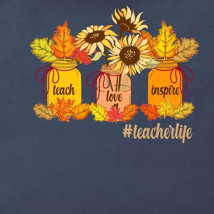 Teach Love Inspire Teacher Life Autumn season Zip Tote Bag