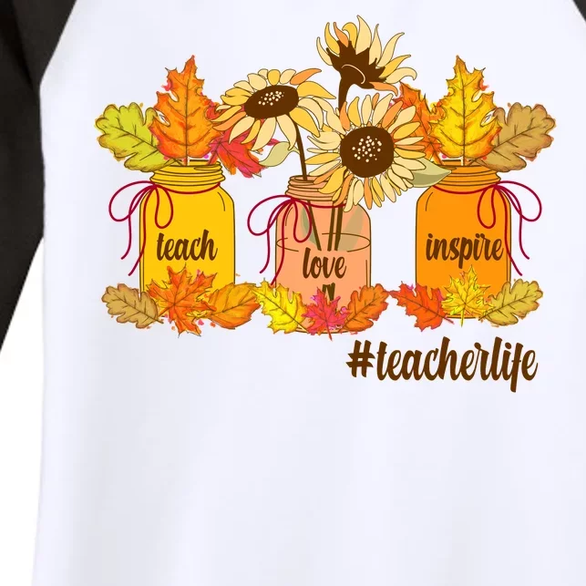 Teach Love Inspire Teacher Life Autumn season Women's Tri-Blend 3/4-Sleeve Raglan Shirt