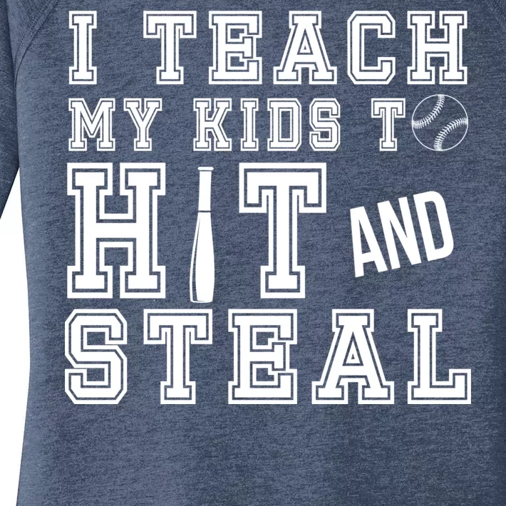 Teach My Kids To Hit And Steal Baseball Women's Perfect Tri Tunic Long Sleeve Shirt